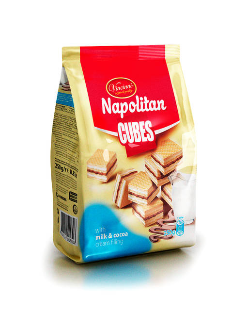 Vincinni Cubes Milk & Cocoa 250g (12kpl) - Vohvelit - 5310115008682 - 1