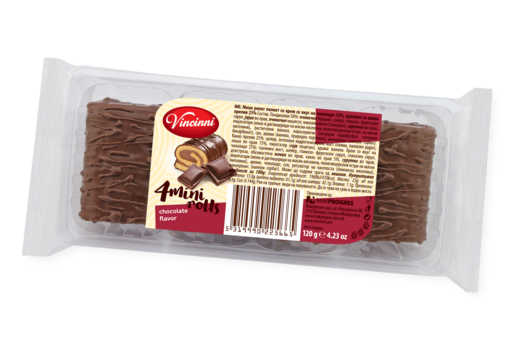 Vincinni Mini Rolls Choco 120g (18kpl) - Täyteleivokset - 5319990225665 - 1