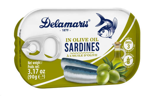 Delamaris Sardiinit Oliviöl. 90g (20kpl) - Sardiinit - 3838929411686 - 1