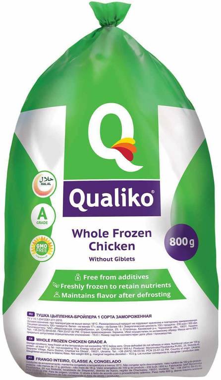 Qualiko Kokonainen Kana 800g (10kpl) - Pakastetut raakakananlihat - 4820209003918 - 1